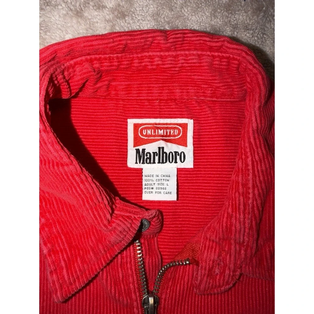 VTG Marlboro Corduroy Jacket Mens Large 1/4 Zip Y2K Pullover Long sleeve Cotton